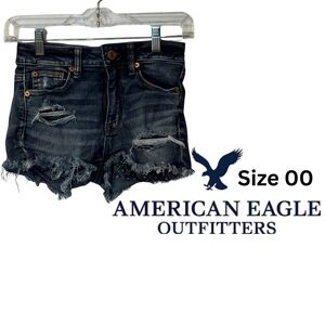 EUC American Eagle Outfitters High Rise Shortie Dark Blue Jean Shorts Size 00